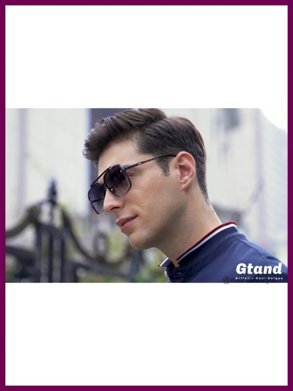 Oversized Square Aviator Sunglasses Metal Frame UV400 Gradient Lens